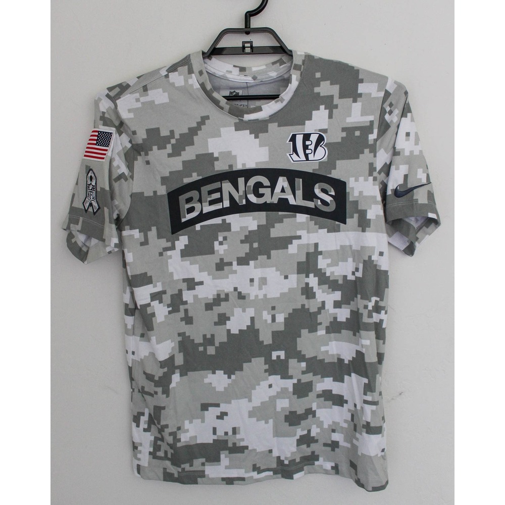 Cincinnati Bengals Nike T-Shirt Mens‎ Medium Gray Camo NFL Salute to Service